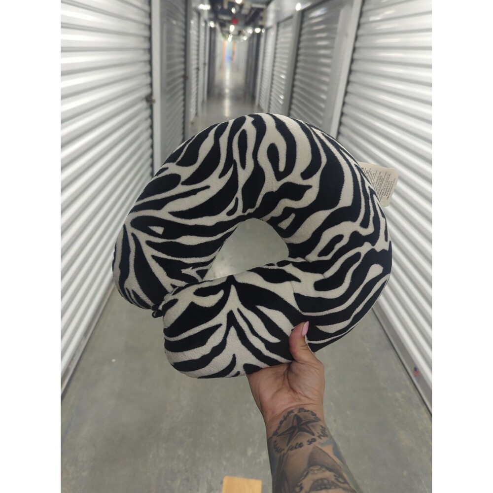 Zebra Print Plush Neck Cushion Pillow Travel Comfort